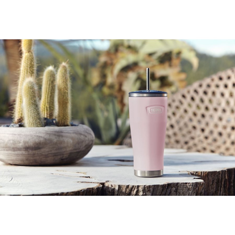 Thermos Thermobecher mit Strohhalm 0,7 l, Rosa
