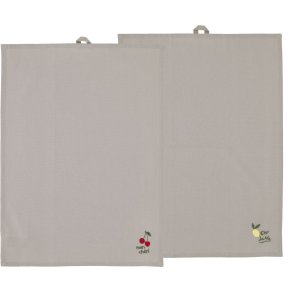 Södahl Bistro Viskestykke Kirsebr/Citron 2 stk. 50x70 cm, Coffee Brown