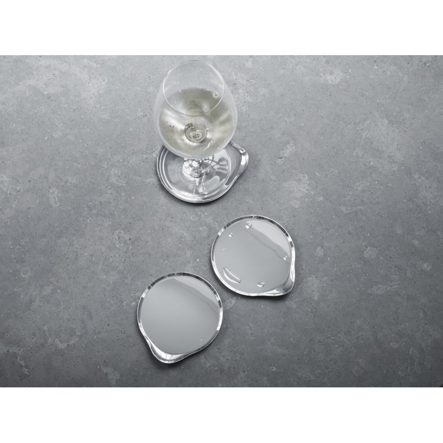 Georg Jensen Wine & Bar Glastablett 4er Set 9,6 cm, Stahl glänzend