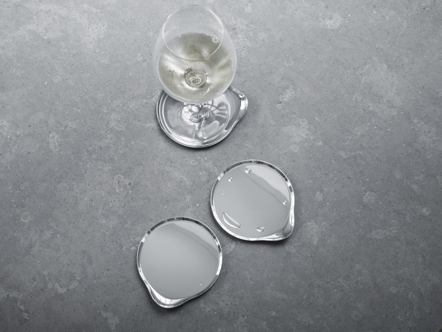 Georg Jensen Wine & Bar Glastablett 4er Set 9,6 cm, Stahl glänzend