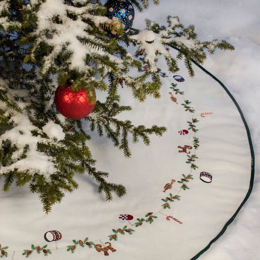 Langkilde & S�n Weihnachtsbaum Teppich �120 cm, Wei�/Rot/Gr�n
