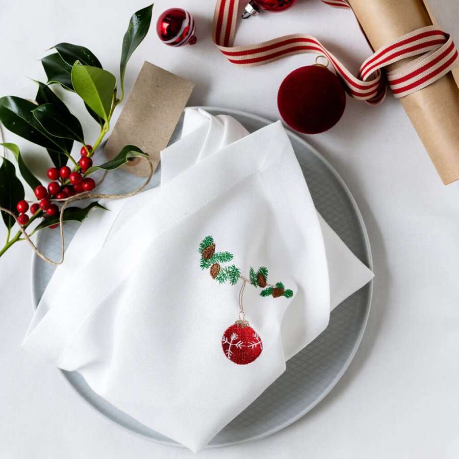 Langkilde & S�n Weihnachtsserviette 50x50 cm, Weihnachtskugel
