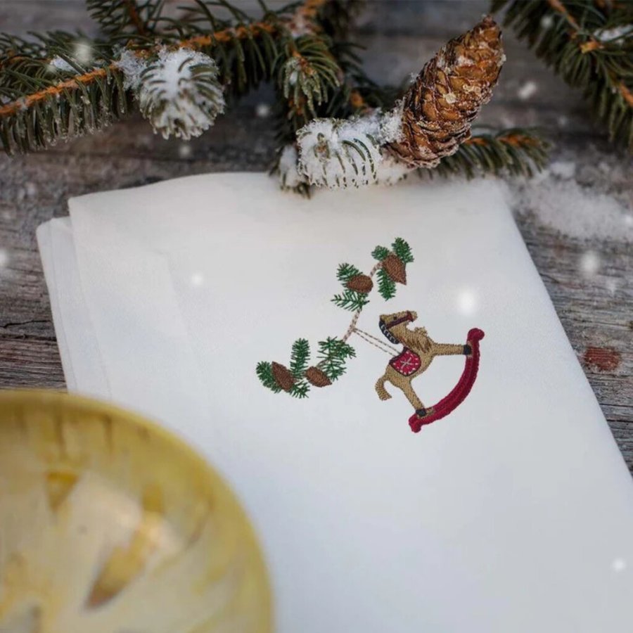 Langkilde & S�n Weihnachtsserviette 50x50 cm, Schaukelpferd
