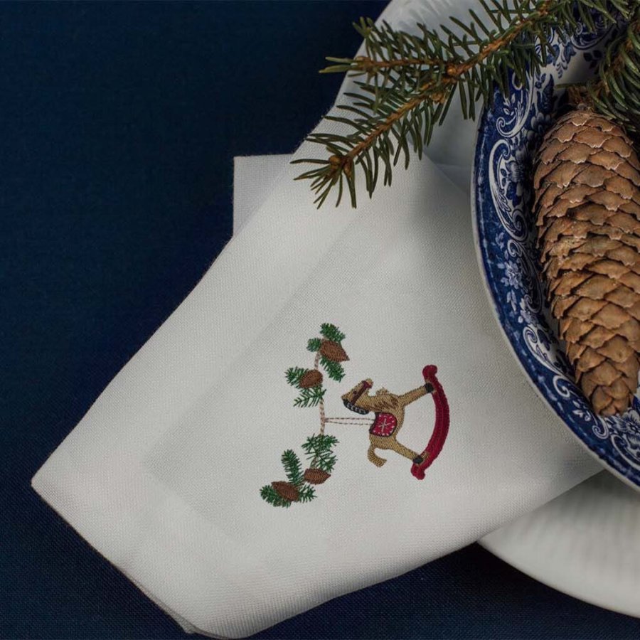 Langkilde & S�n Weihnachtsserviette 50x50 cm, Schaukelpferd
