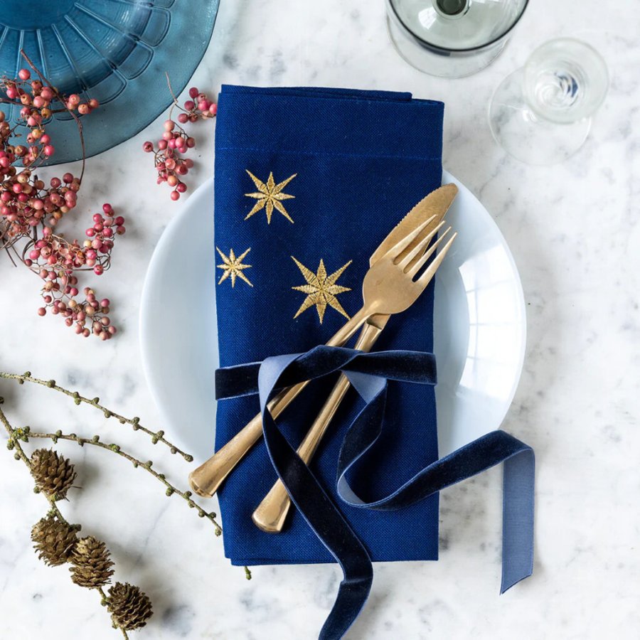 Langkilde & S�n Servet met Sterren 50x50 cm, Blauw