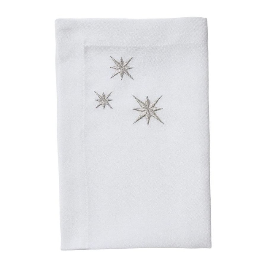 Langkilde & S�n Stoffserviette 50x50 cm, Silberne Sterne