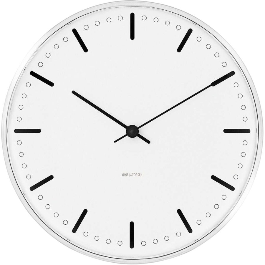 Arne Jacobsen City Hall Wanduhr 16 cm, Wei/Schwarz