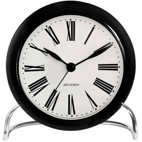 Arne Jacobsen Roman Tischuhr mit Wecker 11 cm, Schwarz/Wei