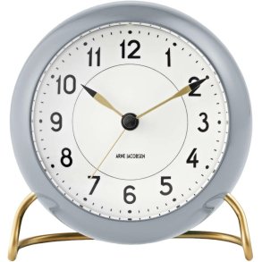 Arne Jacobsen Station Tischuhr 11 cm, Grau/Wei