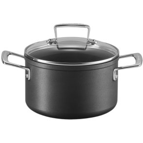 Le Creuset TNS Gryde m. Glaslg 18 cm/2,8 L, Sort