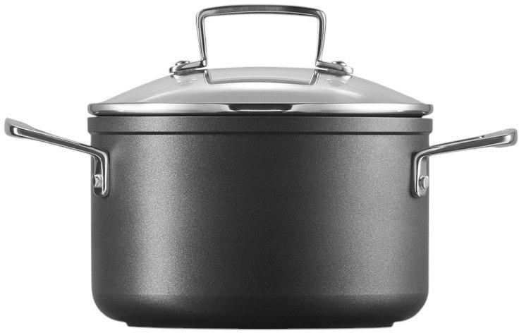 Le Creuset TNS Gryde m. Glaslg  24 cm/6,0 L, Sort