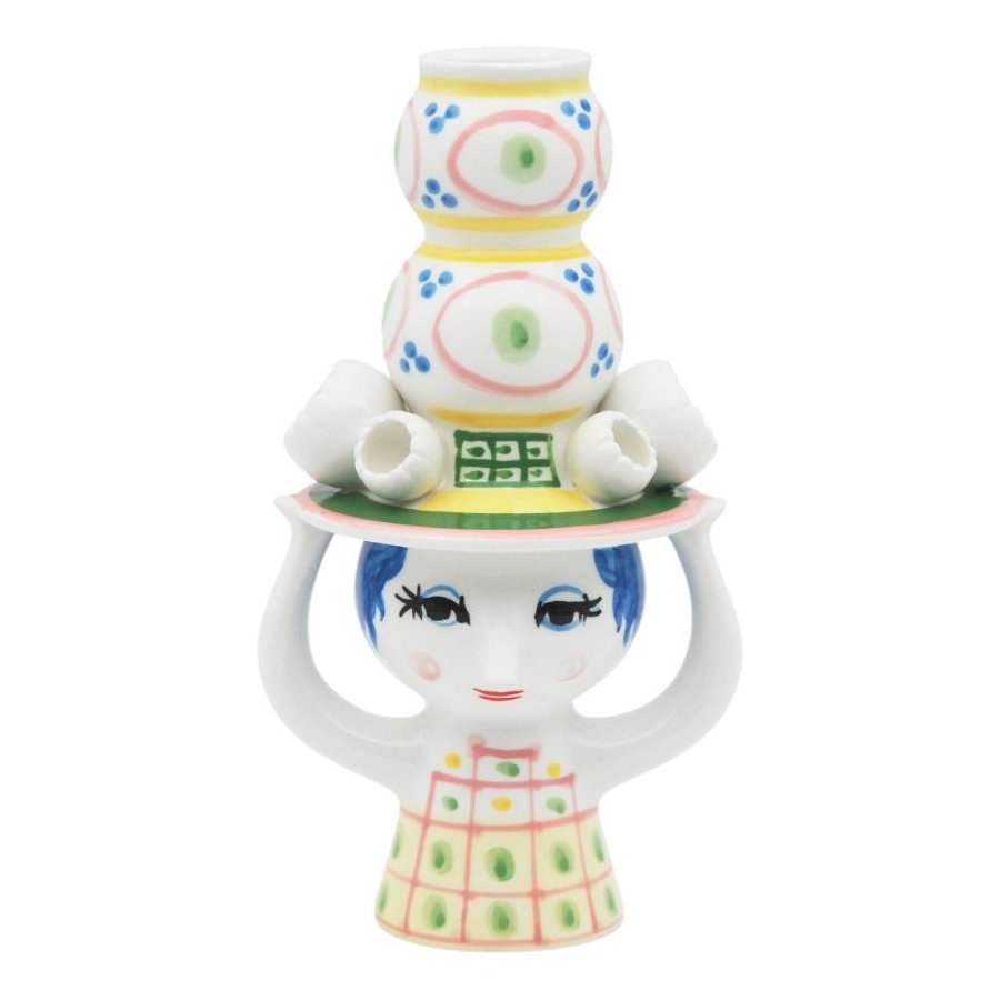 Bjørn Wiinblad Lady With Hat Lysestage H16 cm, Pink