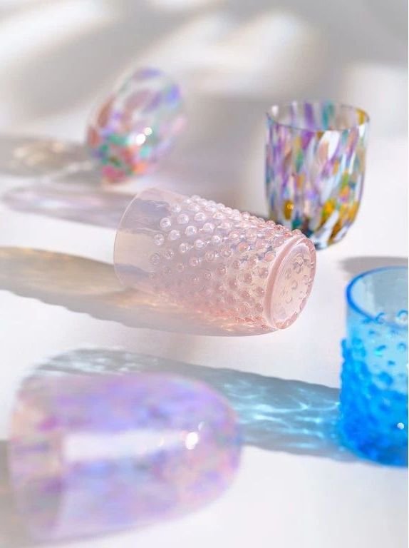 Anna von Lipa Opaline Hobnail Longdrinkglas 400 ml, Soft Rosa