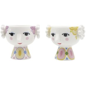 Bjrn Wiinblad Eva Teelichthalter 2er Set H6 cm, Gelb/Lavendel