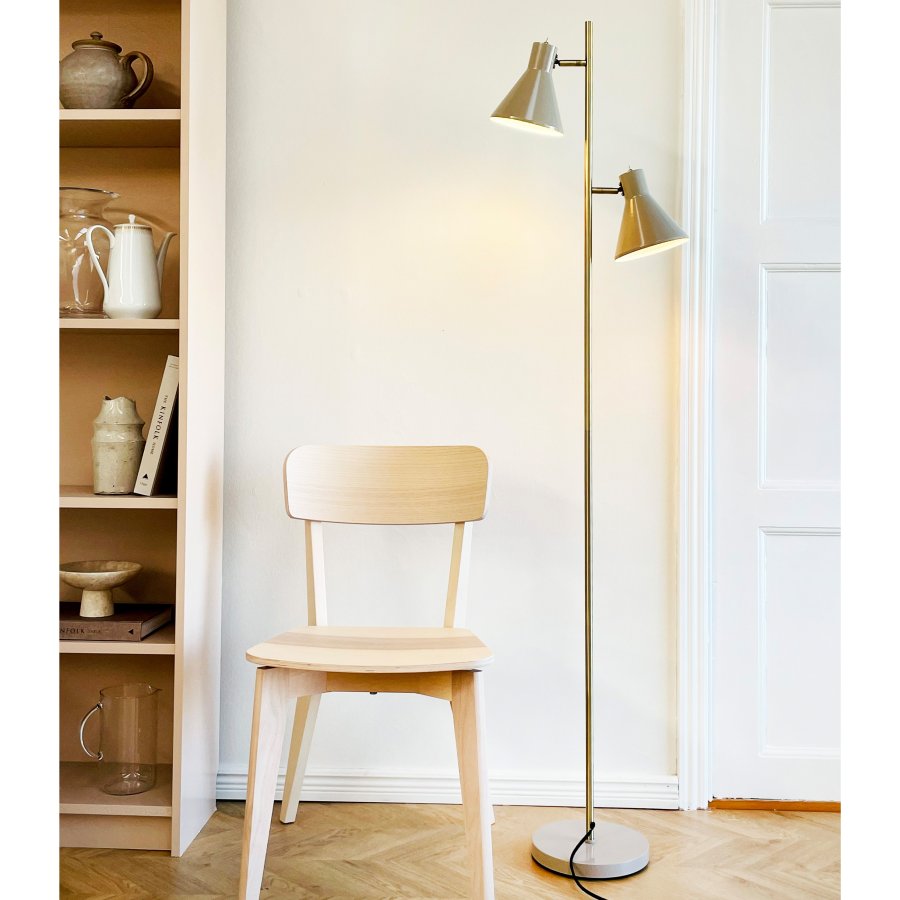 Dyberg Larsen Stehleuchte Sleep H165 cm, Beige/Antikes Messing