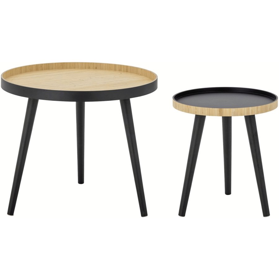 Bloomingville Cappuccino Couchtisch 2er Set H50 cm, Schwarzer Bambus