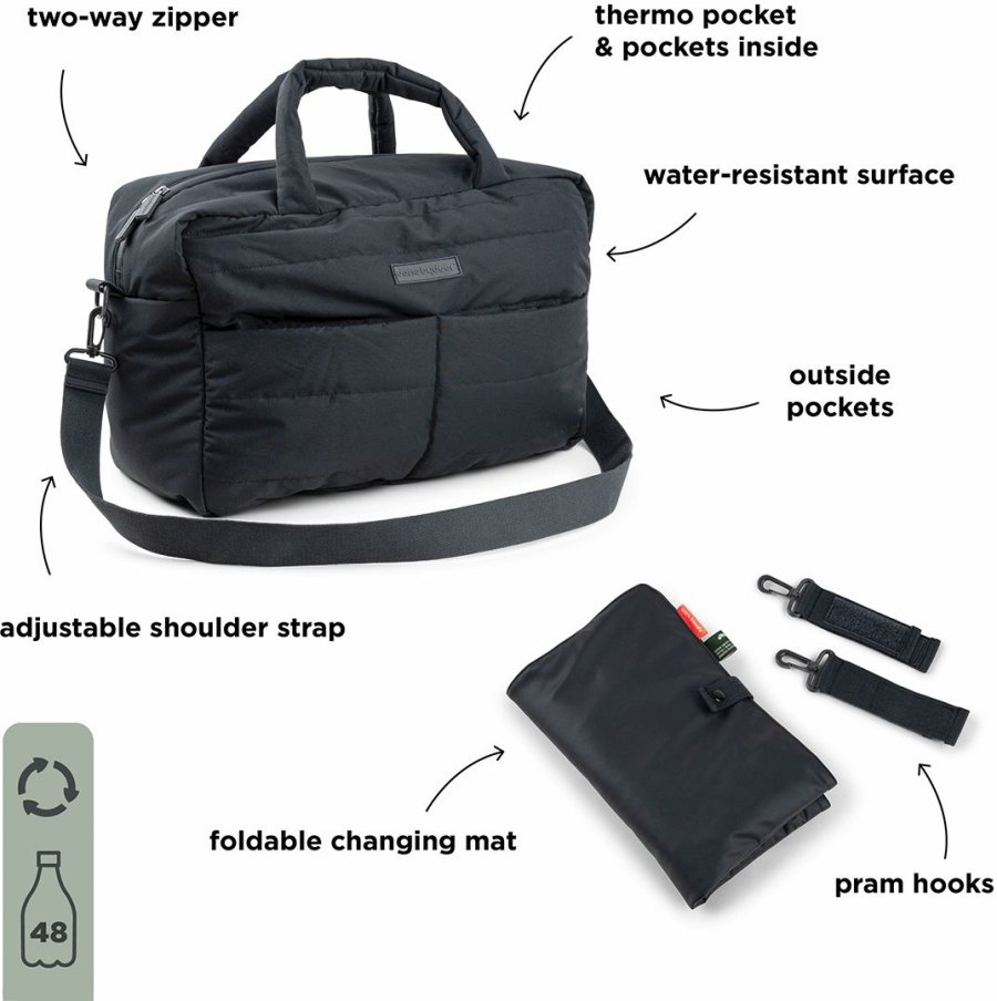 Done by Deer Gesteppte Wickeltasche 41x29 cm, Schwarz