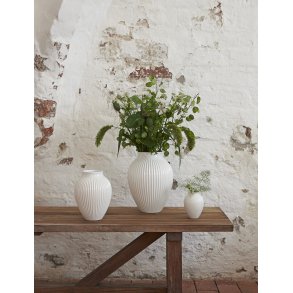 Knabstrup Keramik Vase m. Riller 20 cm, Hvid