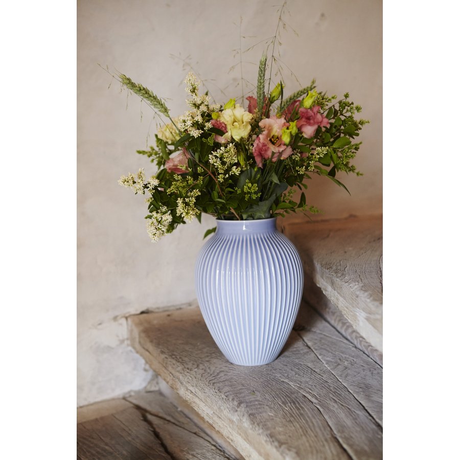 Knabstrup Keramik Vase mit Rillen 27 cm, Lavendelblau