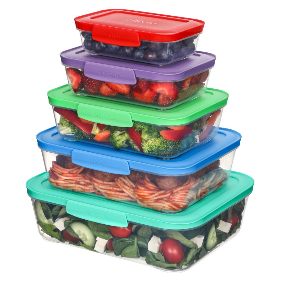 Sistema Nest It Meal Prep AAufbewahrungsbehltern 5er Set, Mehrfarbig