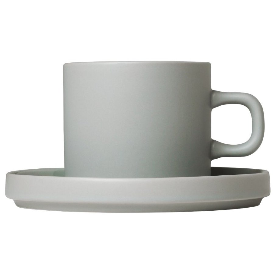 Blomus PILAR Kaffeetasse mit Untertasse 2er Set. 20 cl, Mirage Gray