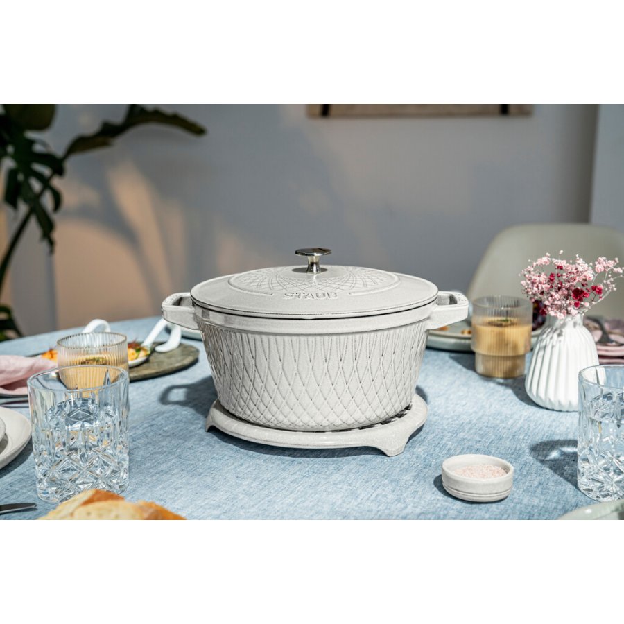 Staub Twister Cocotte 24 cm/4 L, Weiss Trffel