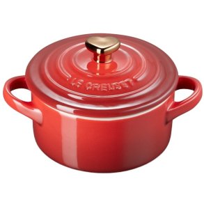 Le Creuset Heart Minigryde 10 cm/0,25 L, Cerise/Guld