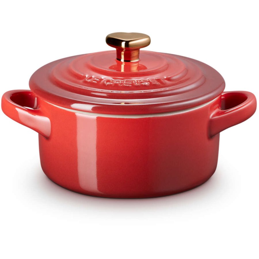 Le Creuset Heart Minigryde 10 cm/0,25 L, Cerise/Guld