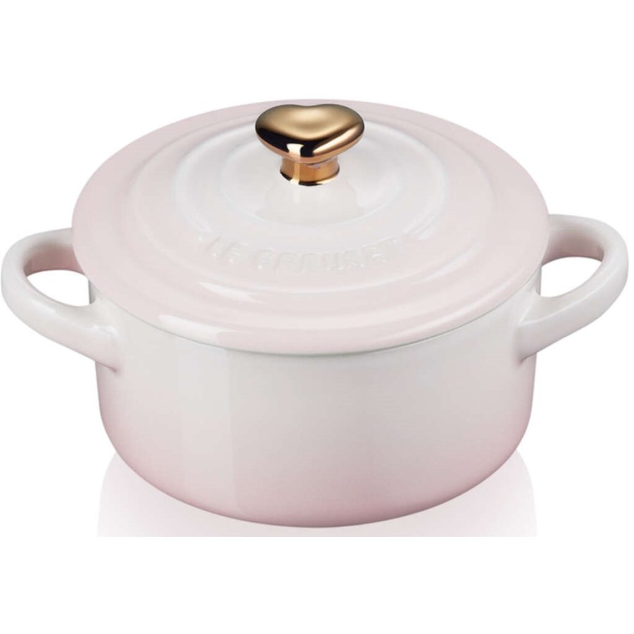 Le Creuset Heart Minigryde 10 cm/0,25 L, Shell Pink/Guld