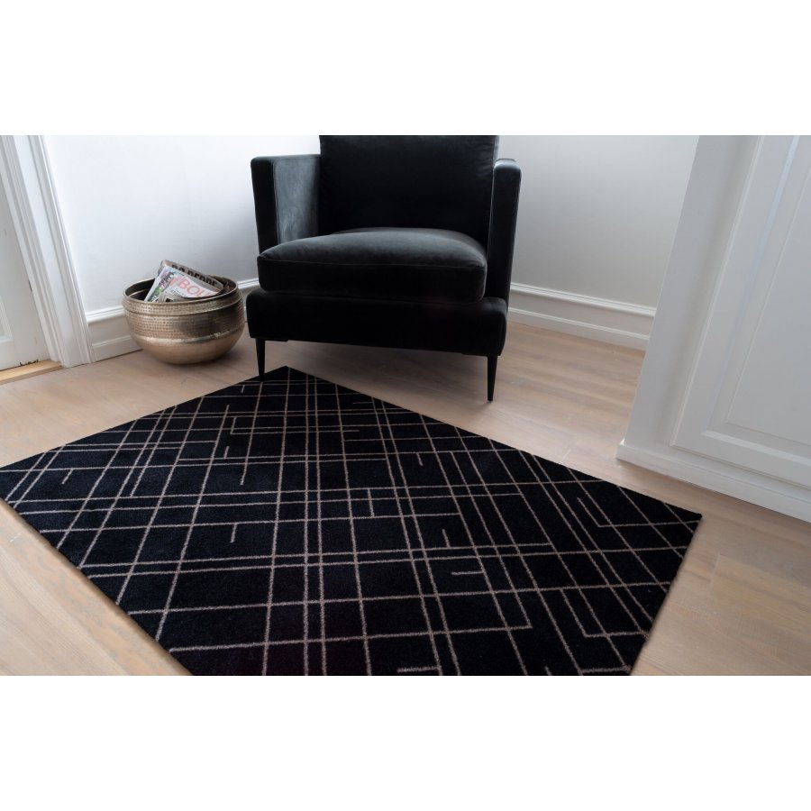 Tica Copenhagen Lines Design Mtte 90x130 cm, Sand/Sort