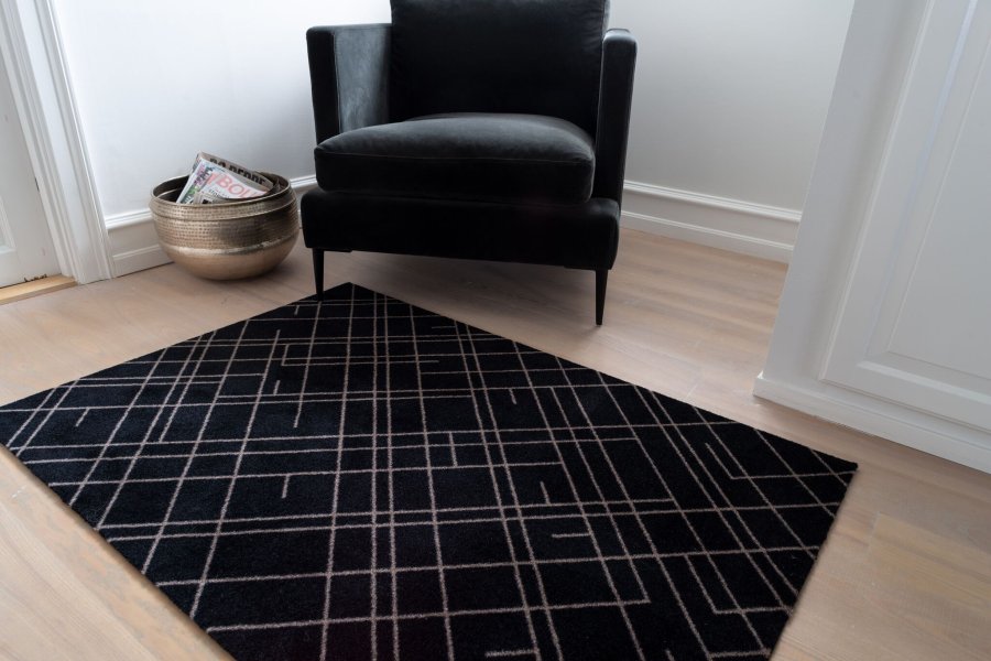 Tica Copenhagen Lines Design Mtte 90x130 cm, Sand/Sort