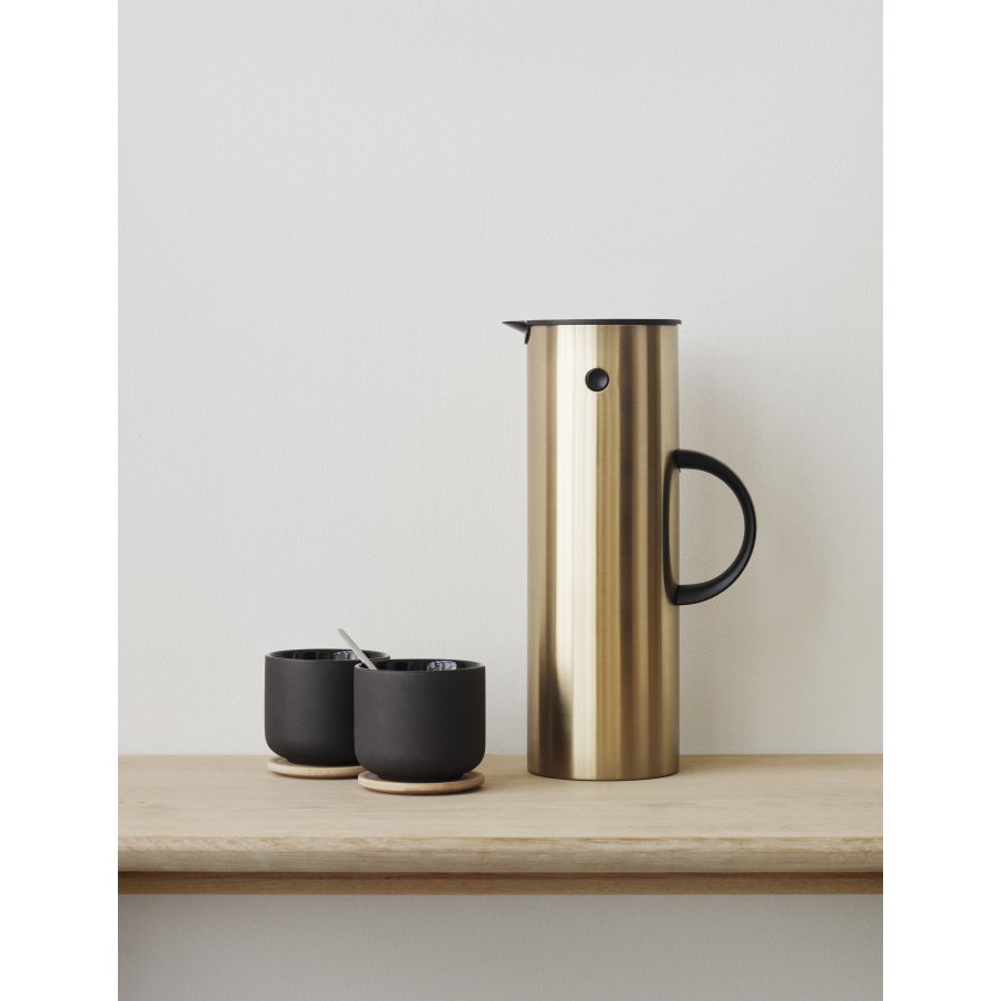 Stelton Theo Tasse mit Untertasse, Schwarz