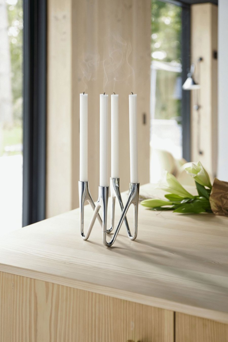 Mors Roots Kerzenstnder 4 Arme H16 cm, Chrom