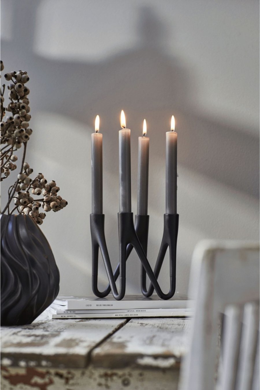 Mors Roots Kerzenstnder 4 Arme H16 cm, Schwarz