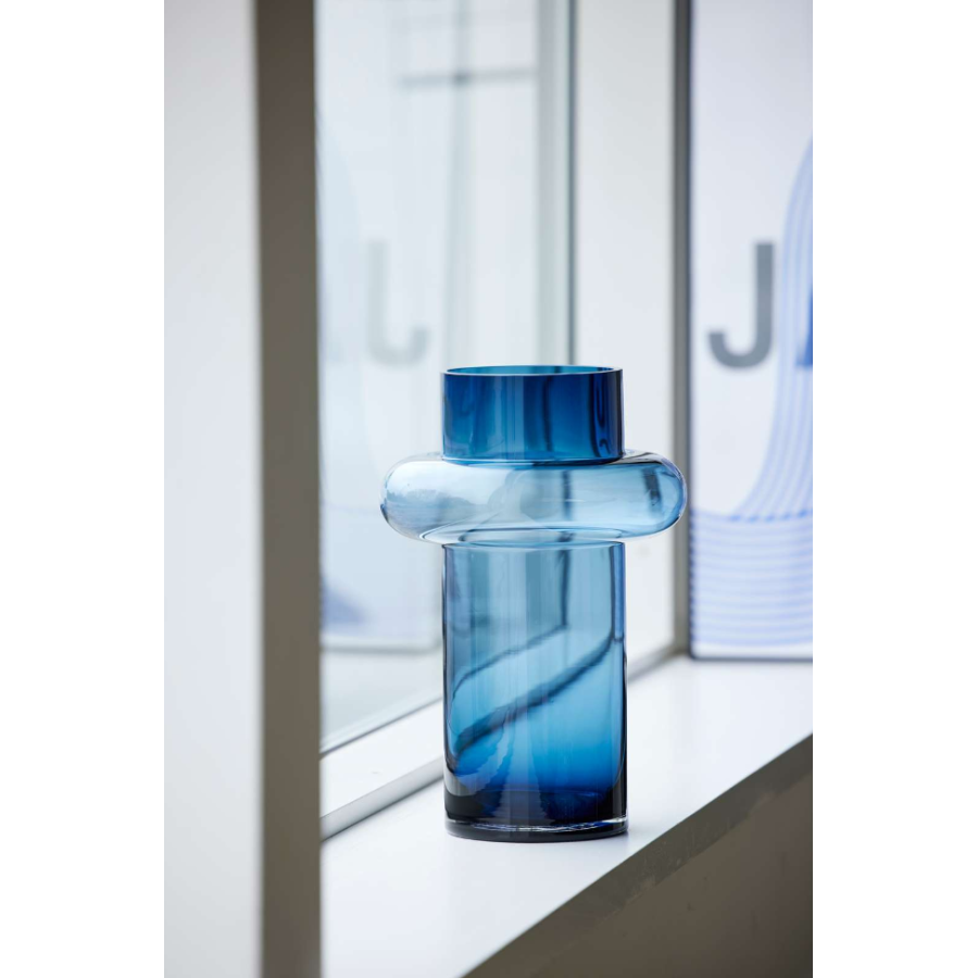 Lyngby Glas Tube Vase Dark Blue H30 cm