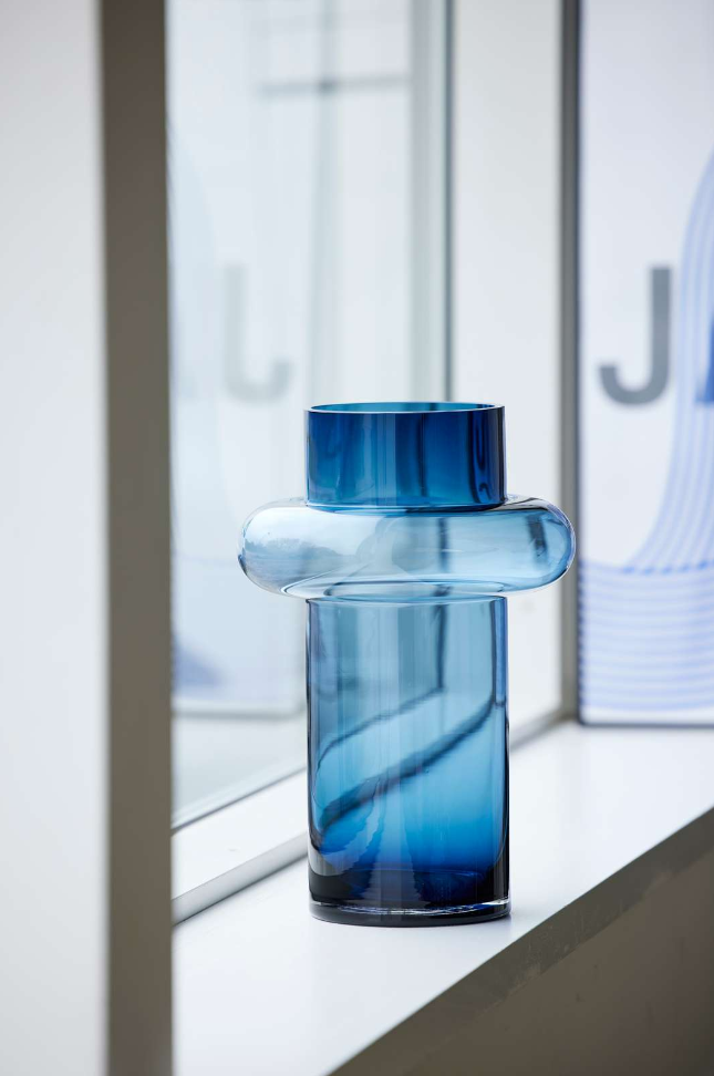 Lyngby Glas Tube Vase Dark Blue H30 cm