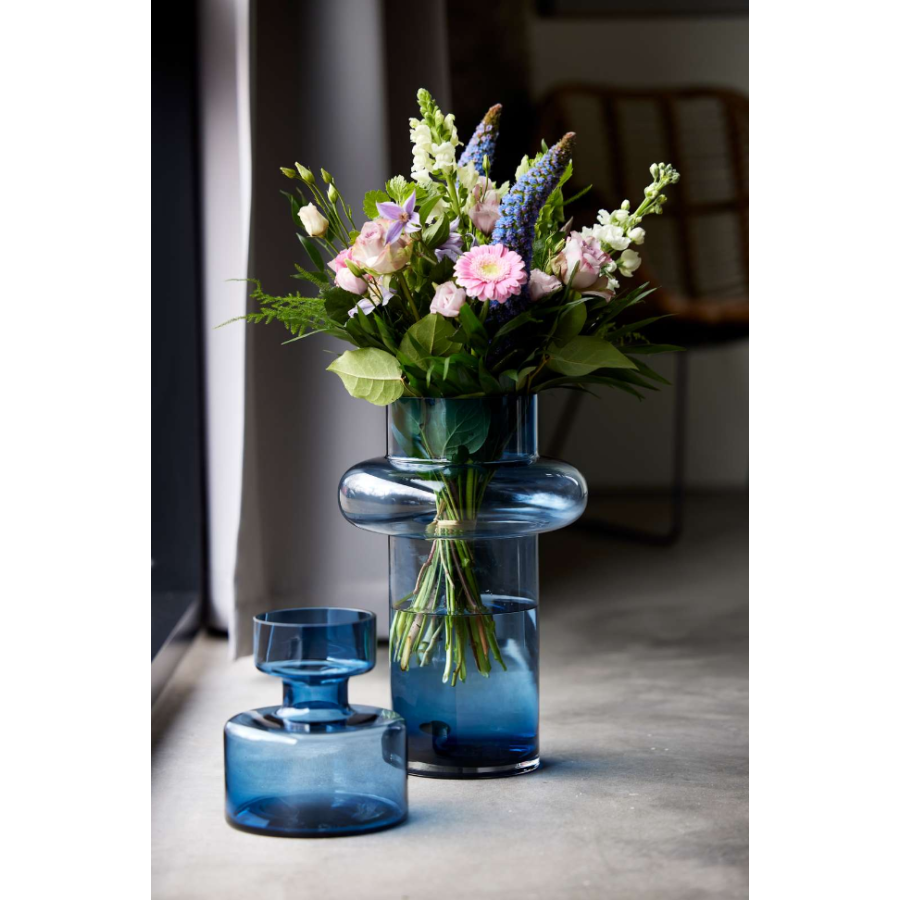 Lyngby Glas Tube Vase Dark Blue H30 cm