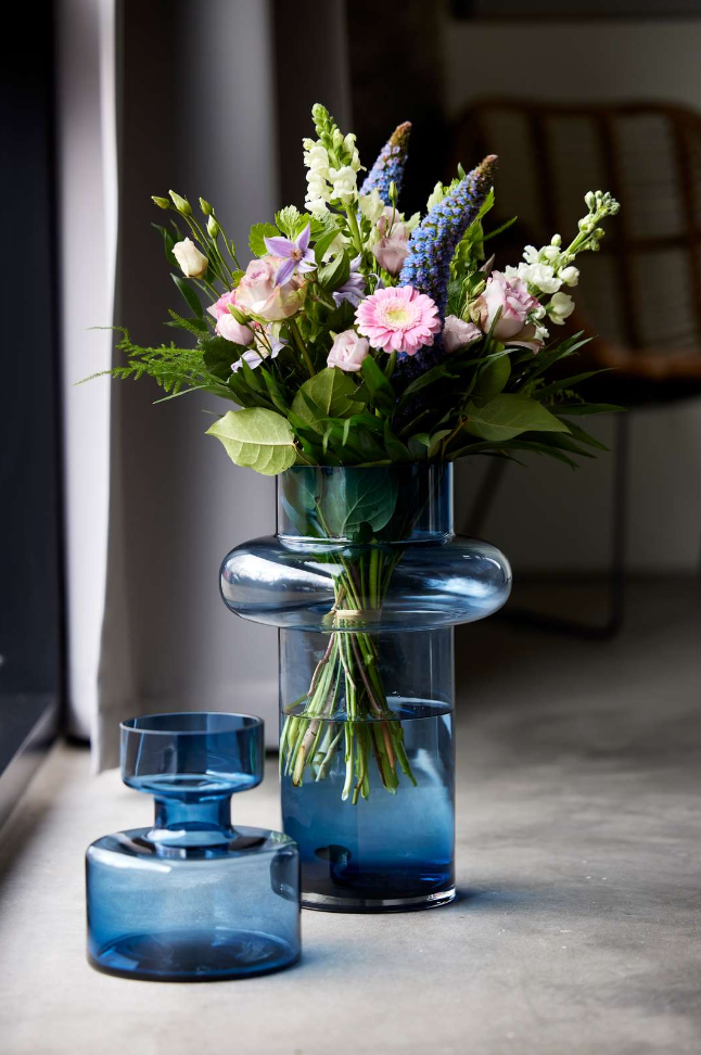 Lyngby Glas Tube Vase Dark Blue H30 cm