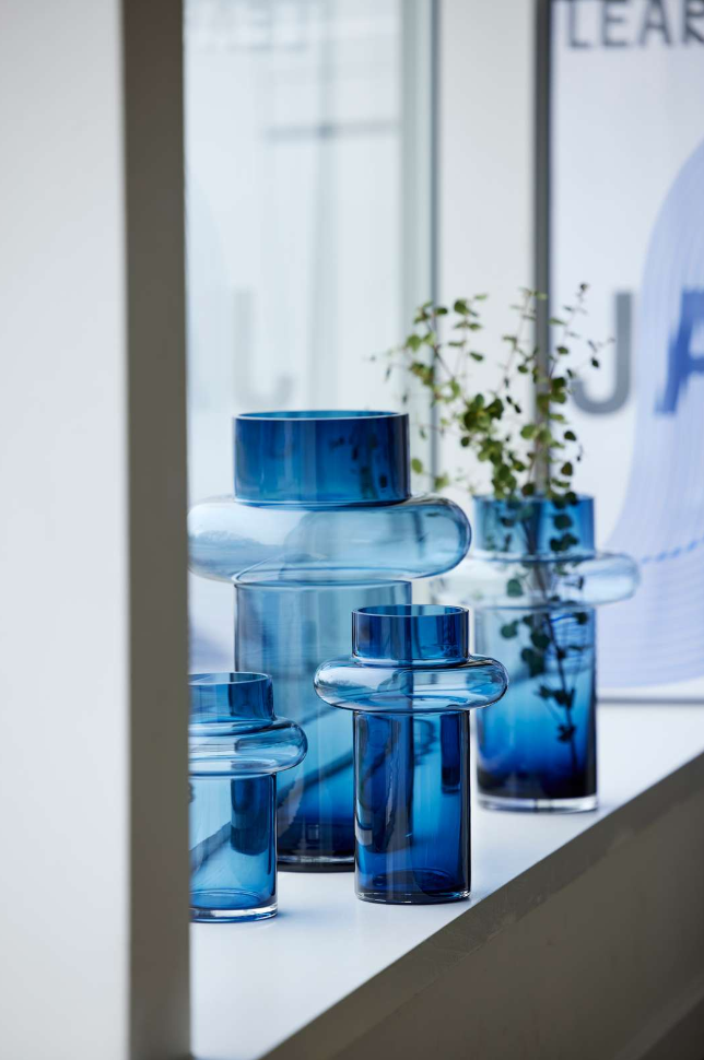 Lyngby Glas Tube Vase Dark Blue H25 cm