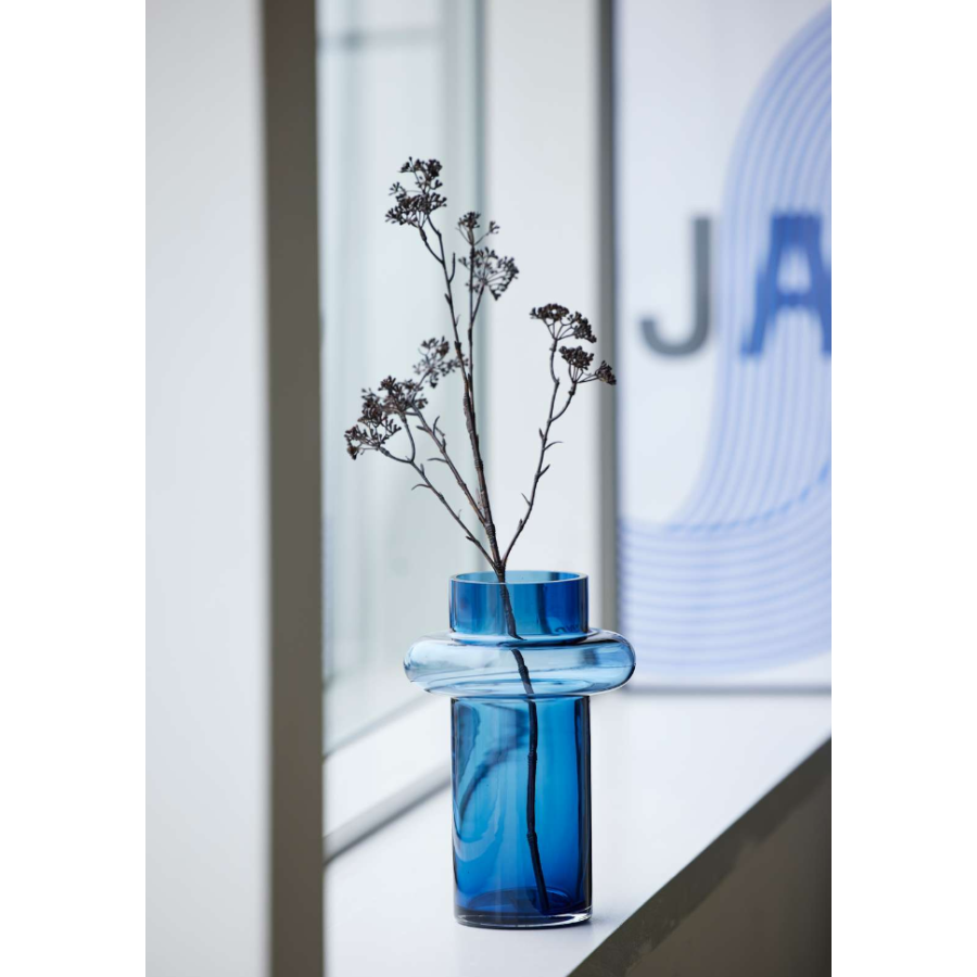 Lyngby Glas Tube Vase Dark Blue H25 cm