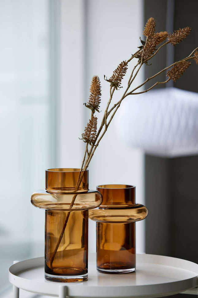 Lyngby Glas Tube Vase Amber H25 cm