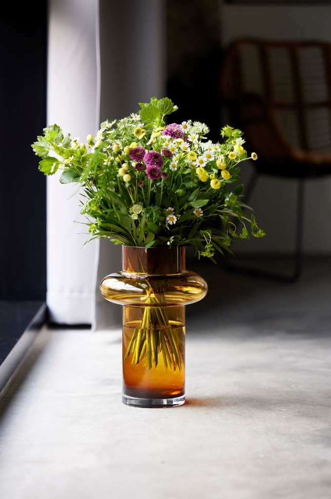 Lyngby Glas Tube Vase Amber H25 cm