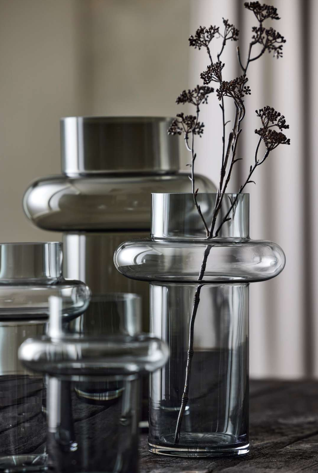 Lyngby Glas Tube Vase Smoke H20 cm