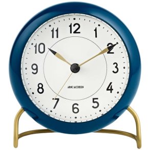 Arne Jacobsen Station Tischuhr mit Wecker 11 cm, Petroleum