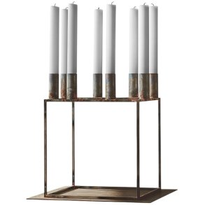 Audo Copenhagen Kubus 8 Lysestage H30 cm, Raw Steel