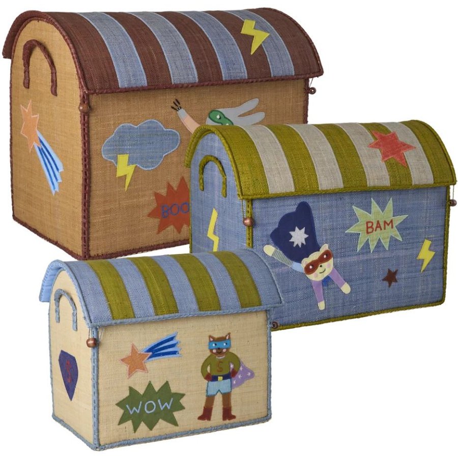 RICE KIDS Aufbewahrungshaus 3er Set, Hero/Blau