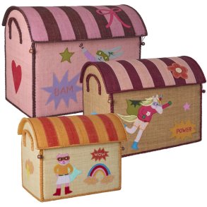 RICE KIDS Aufbewahrungshaus 3er Set, Hero/Pink