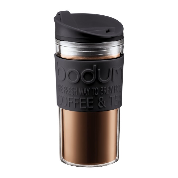 Bodum TRAVEL MUG Rejsekrus med låg plastik 0 35 l Sort Termoflasker krus Hjem dk