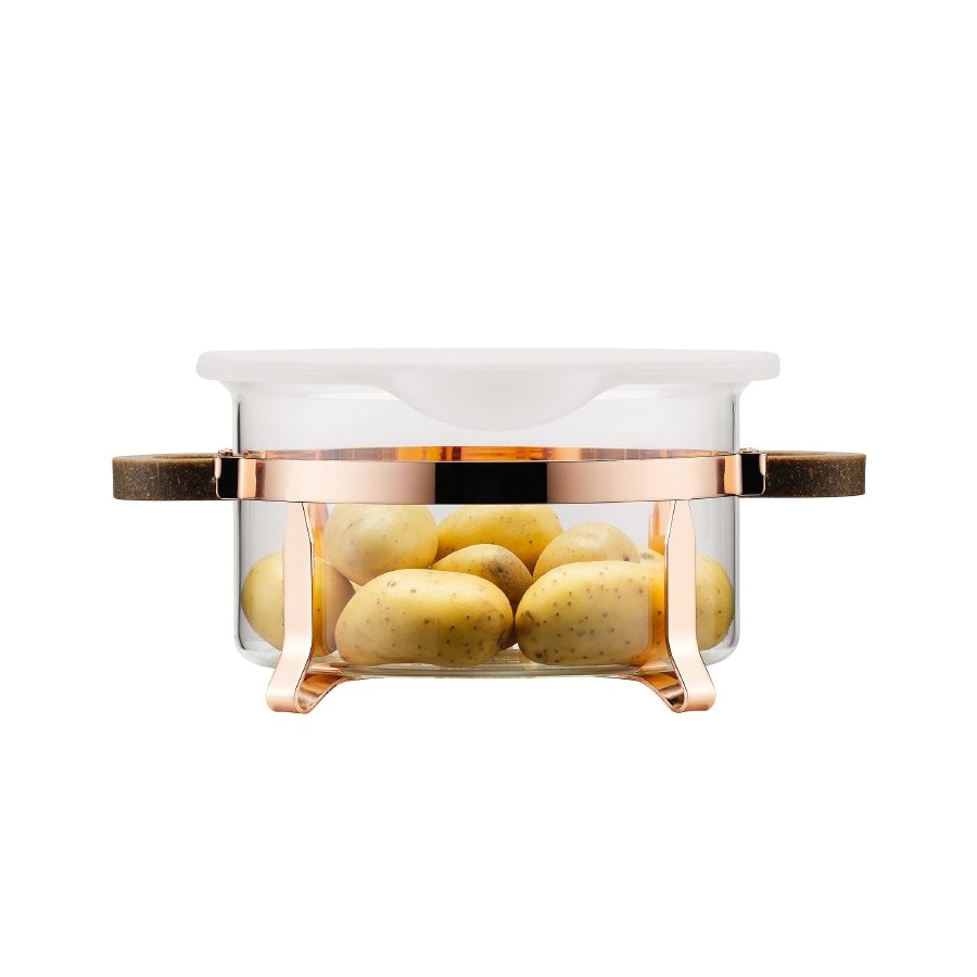 Bodum Glassk�l med st�lstativ og silikonel�g, 1.0 l CHAMBORD SET , M�lkehvid