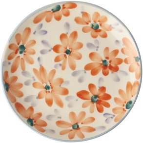 RICE Hand-Painted Teller 15 cm, Flowers/Orange